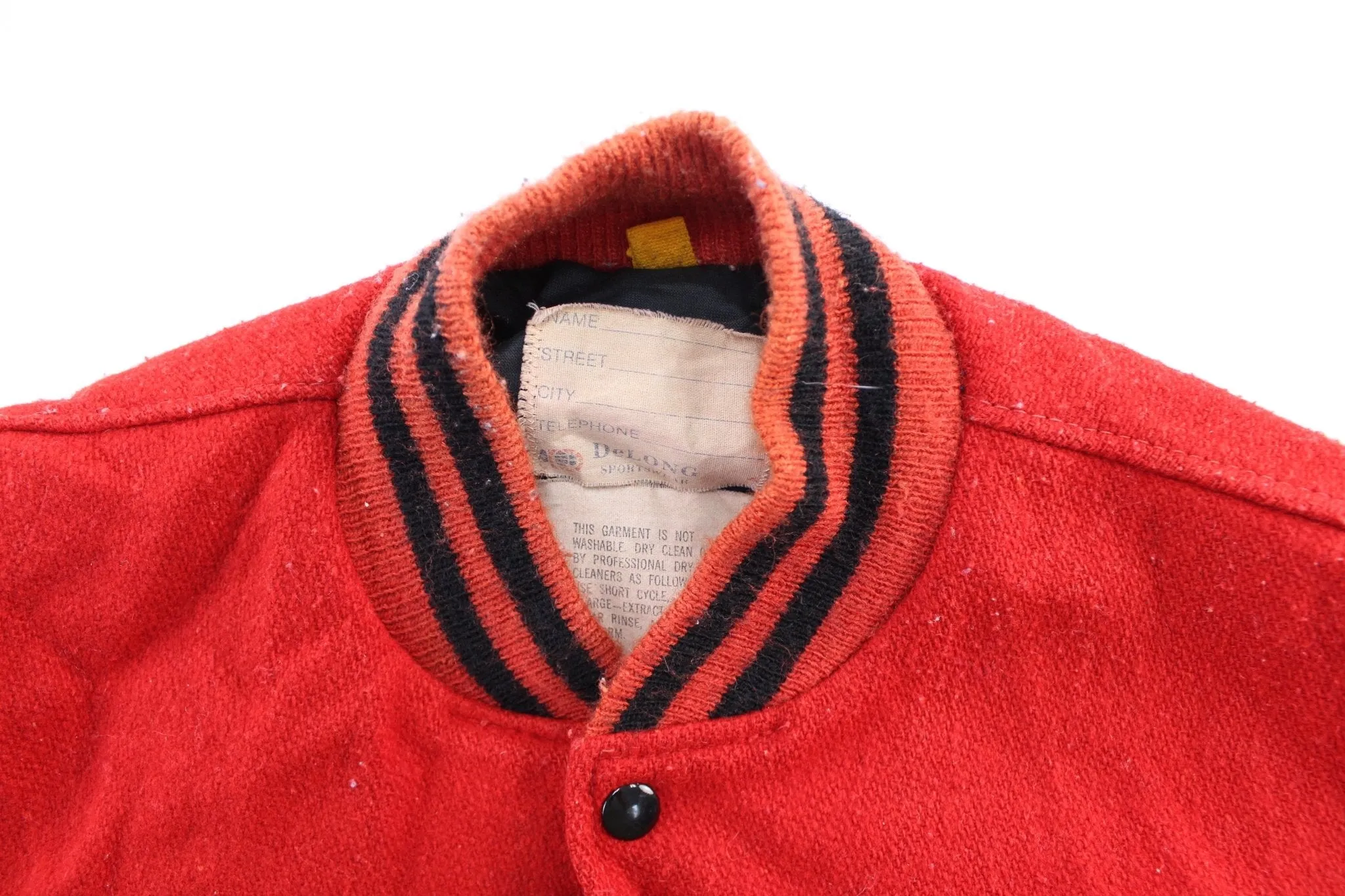 1985 DeLong Sportswear Red & Black Varsity Jacket