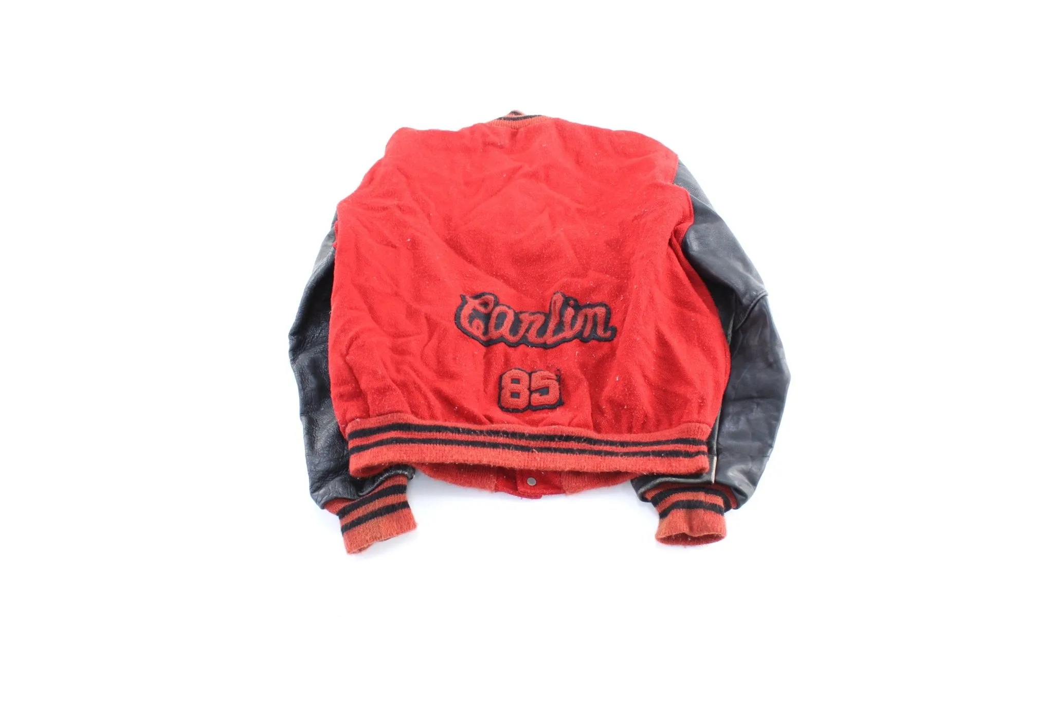 1985 DeLong Sportswear Red & Black Varsity Jacket