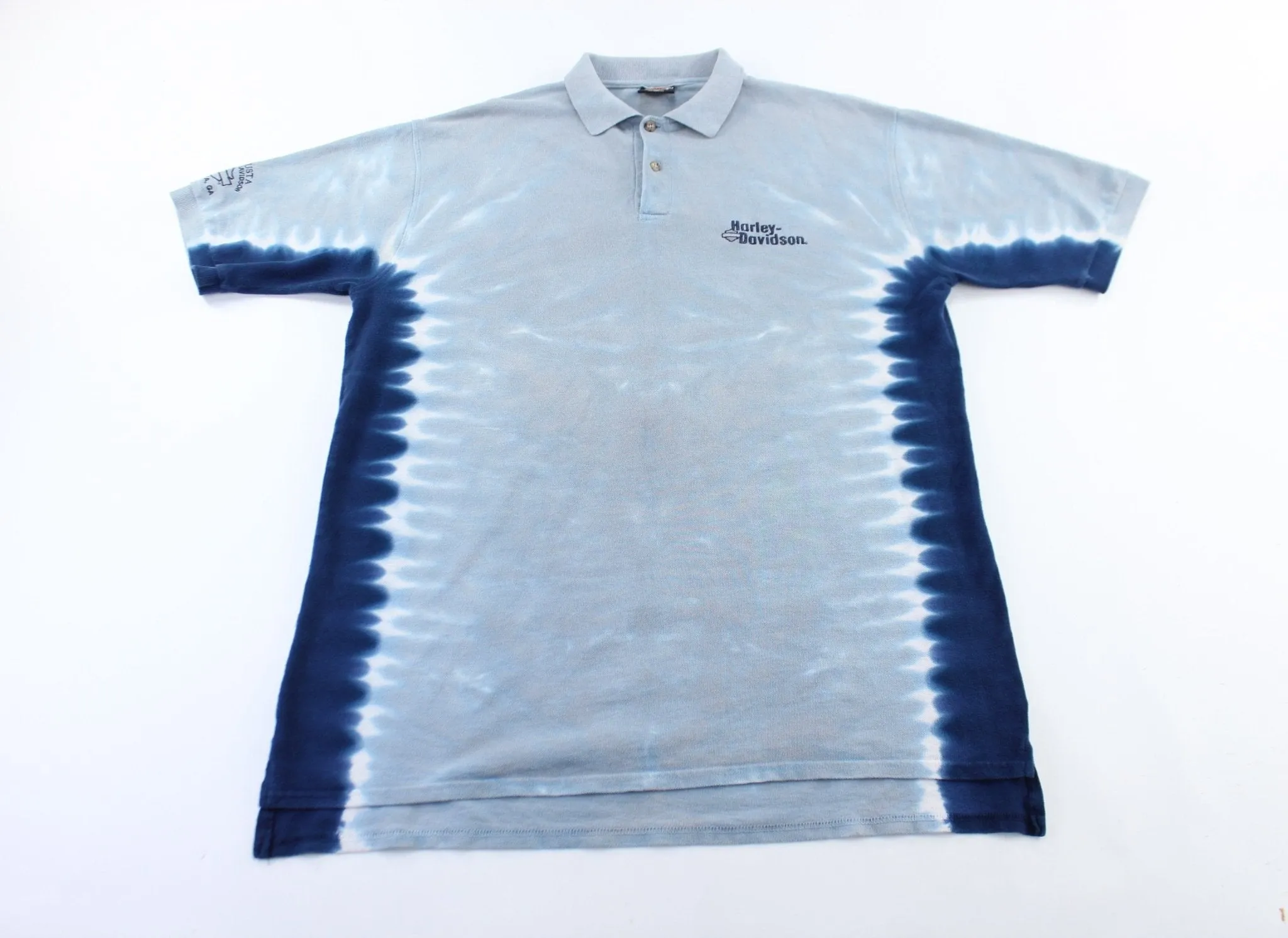 90's Harley Davidson Motorcycles Embroidered Tie-Dye Polo