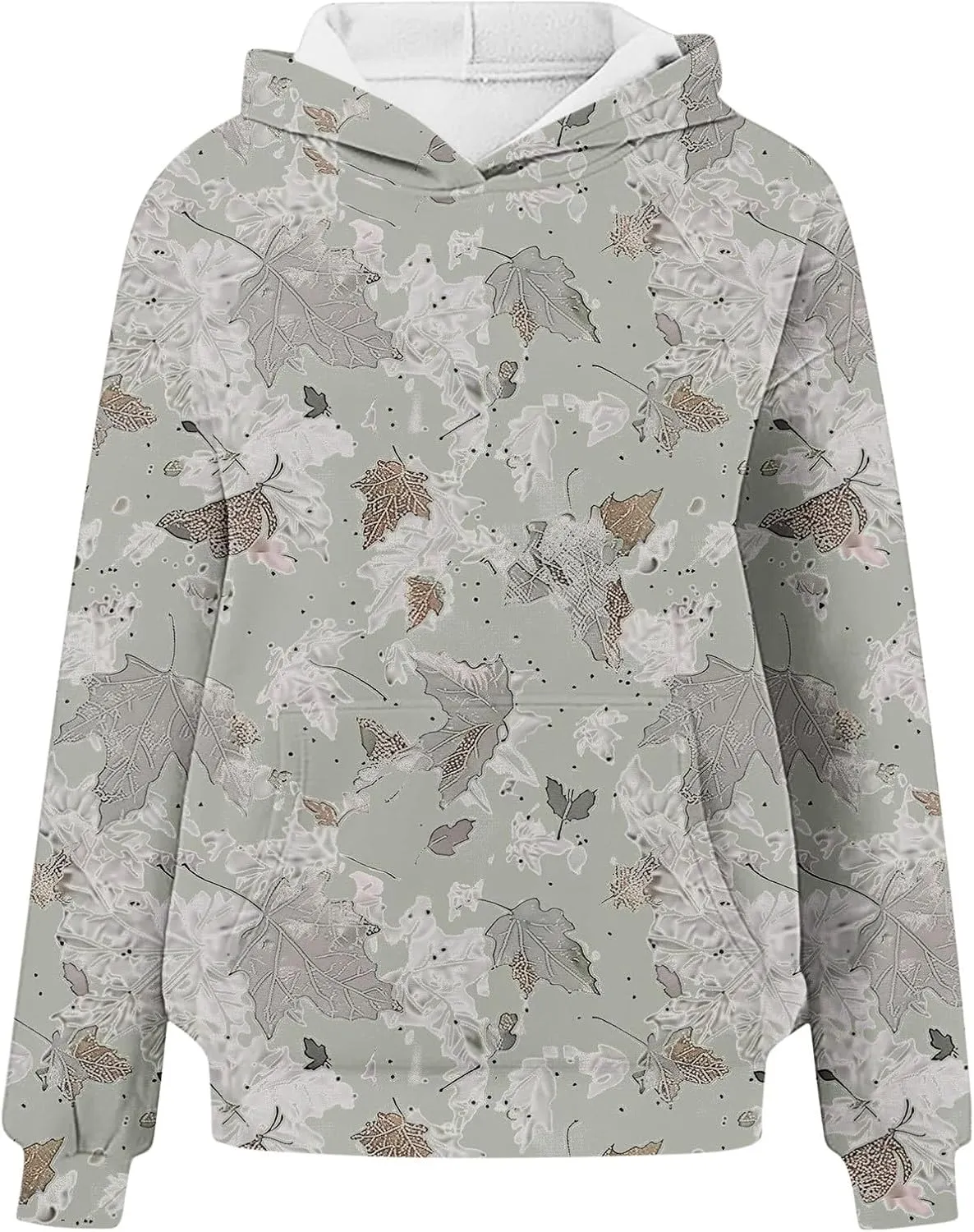 Camo Hoodie for Women Men Long Sleeve Maple Leaf Print Fleece Hoodies Oversized Hooded Sweatshirt Pullover with Pocket