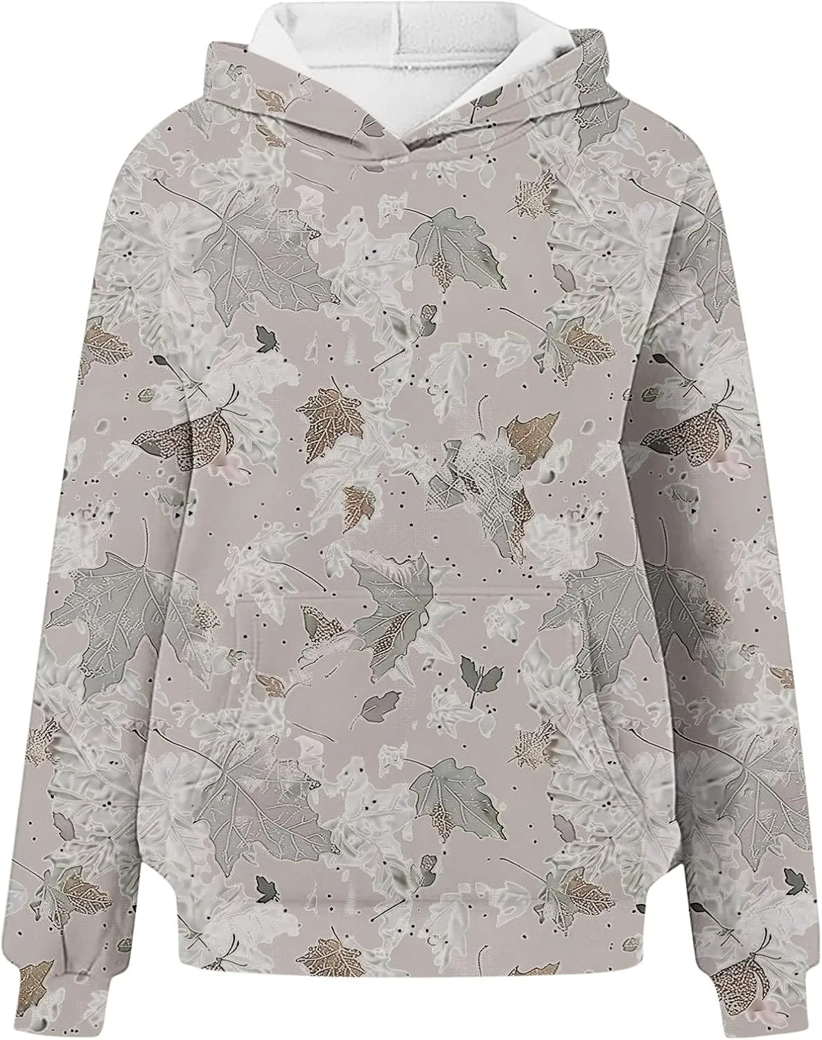 Camo Hoodie for Women Men Long Sleeve Maple Leaf Print Fleece Hoodies Oversized Hooded Sweatshirt Pullover with Pocket