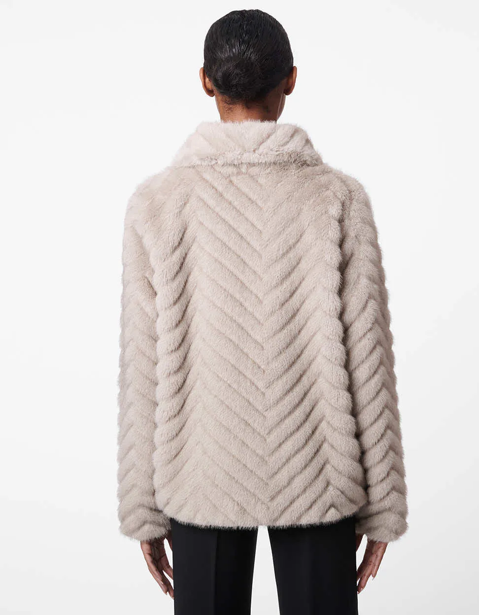 Faux Fur Chevron Pattern Jacket