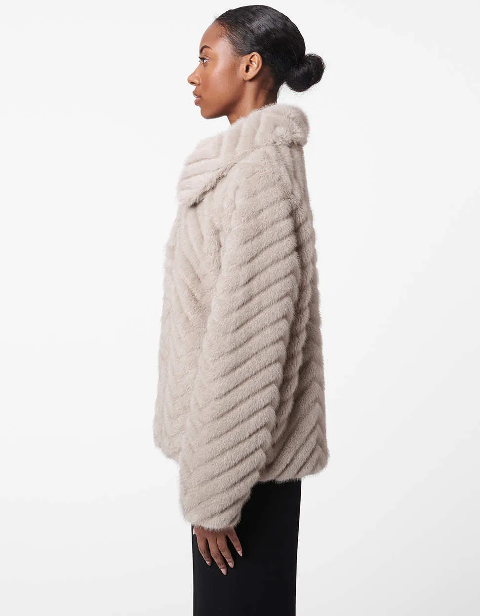 Faux Fur Chevron Pattern Jacket