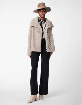 Faux Fur Chevron Pattern Jacket