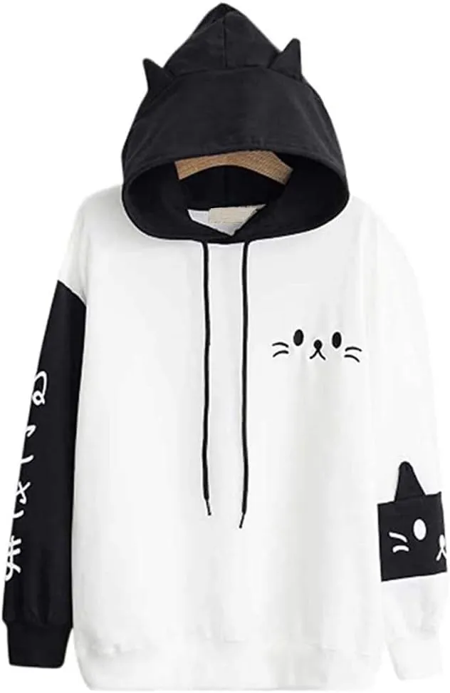 CRB Fashion Womens Kawaii Teens For Teenagers Cartoon Cotton Fleece Hoodie Top Shirt Sweatshirt