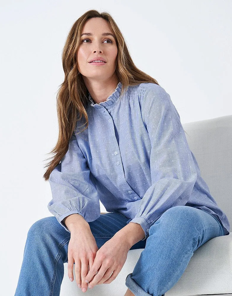 Crew Clothing Ines Blue Stripe Blouse