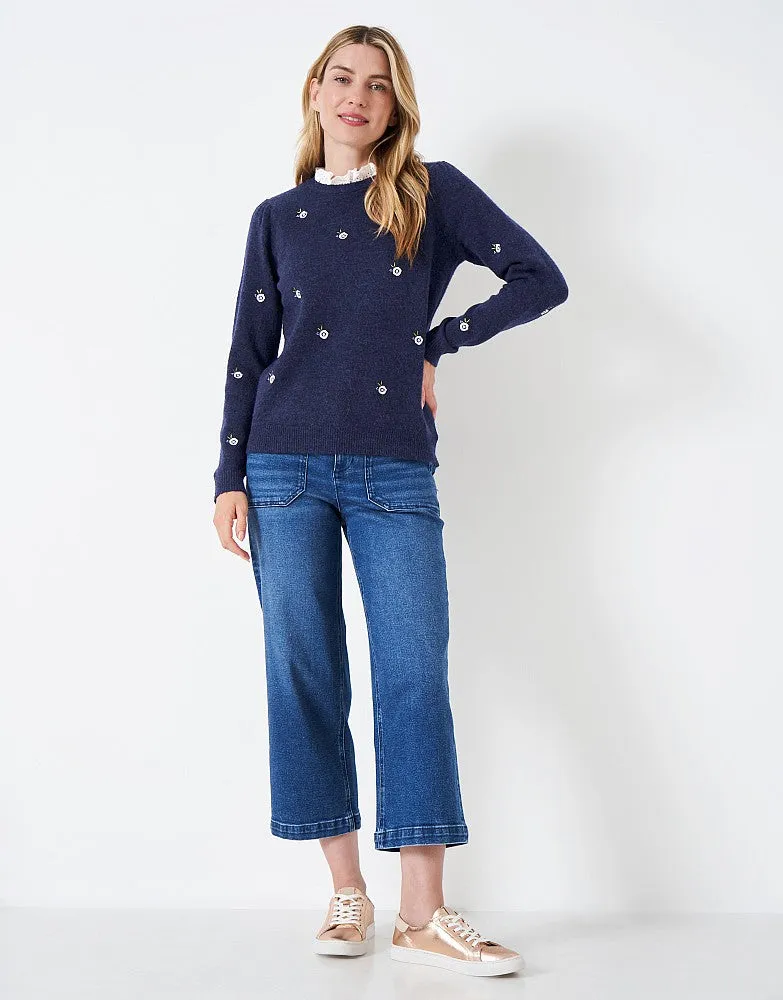 Crew Clothing Lavender Embroidered Jumper