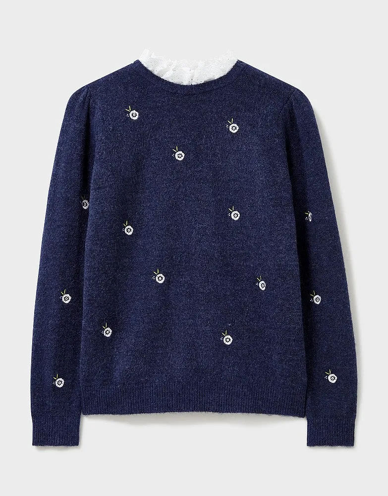 Crew Clothing Lavender Embroidered Jumper