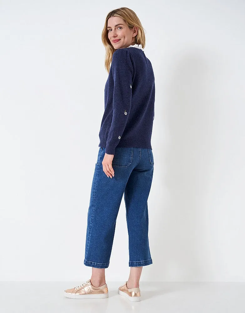 Crew Clothing Lavender Embroidered Jumper