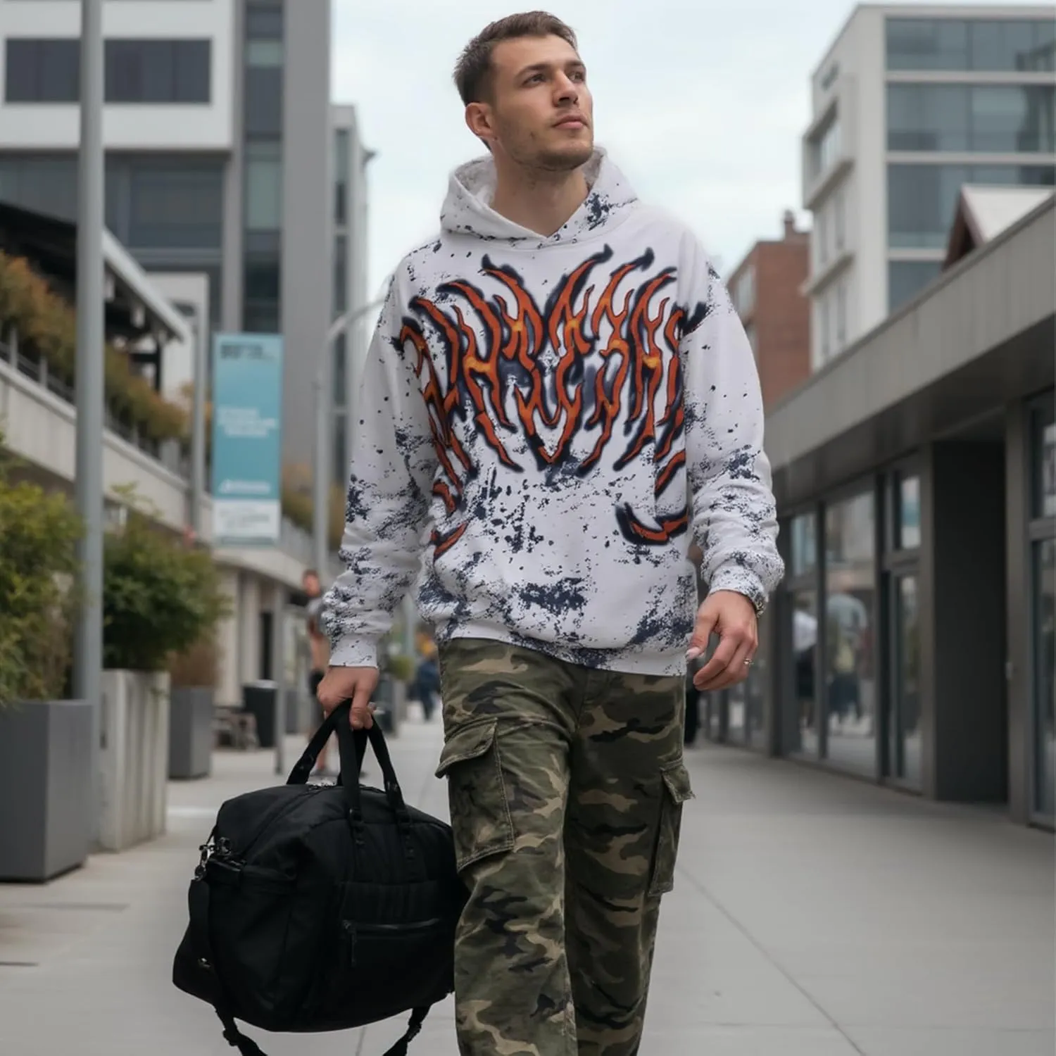 DONCARE Saint Tears Camouflage Vintage Full Patterm Print Hoodie Oversized Casual Daily Match Sweatshirts