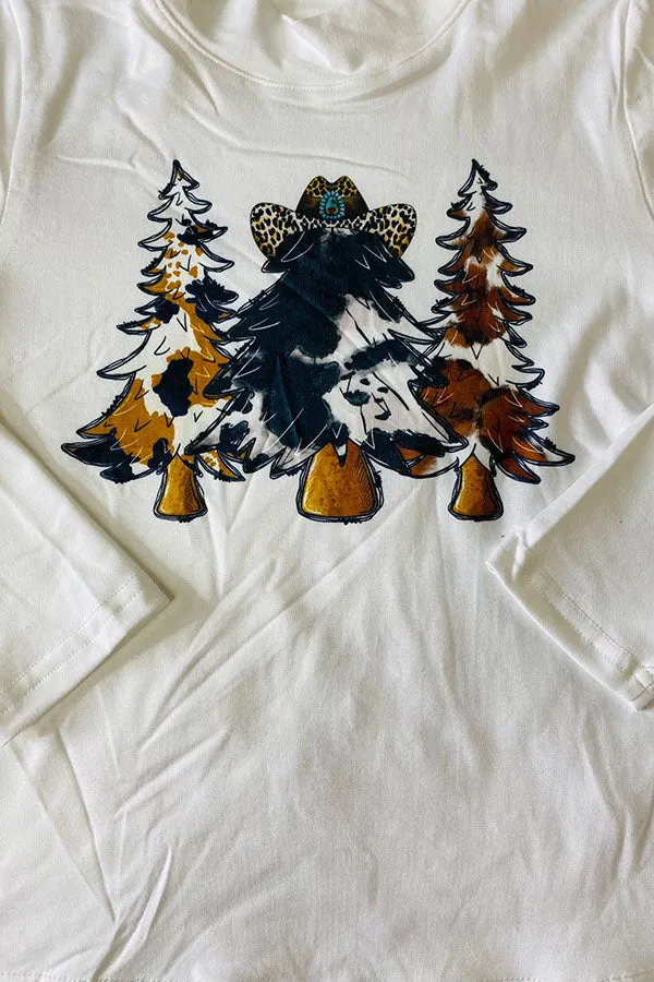 Leopard Chritmas tree print long sleeve t-shirt DLH2527