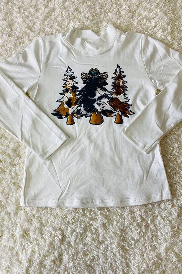 Leopard Chritmas tree print long sleeve t-shirt DLH2527