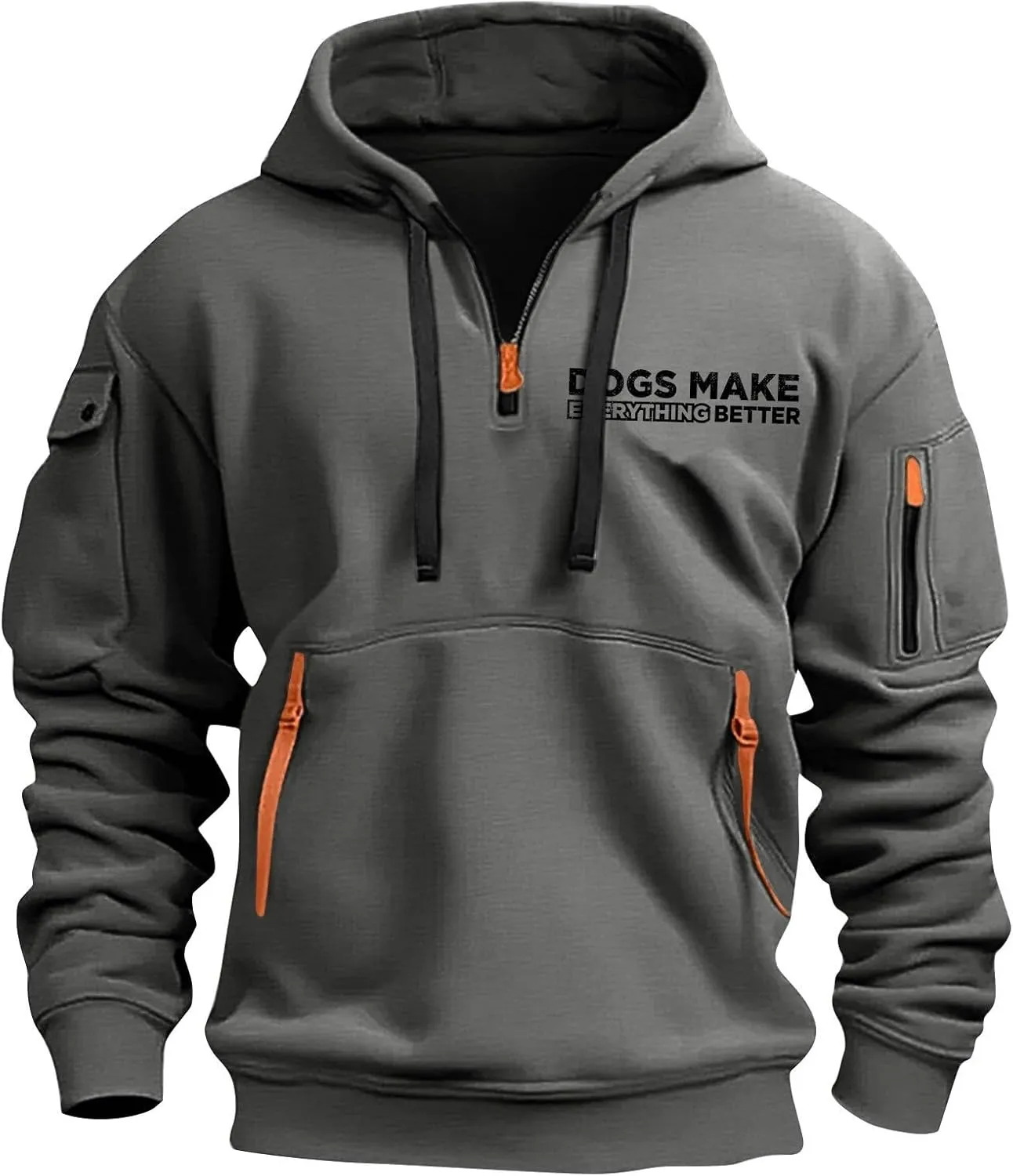 Mens Hoodie 1/4 Zip Comfort Slim Fit Gym Drawstring Mens Sweatshirt Vintage Military Hoodie with Pockets