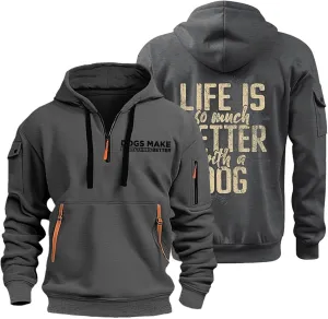 Mens Hoodie 1/4 Zip Comfort Slim Fit Gym Drawstring Mens Sweatshirt Vintage Military Hoodie with Pockets