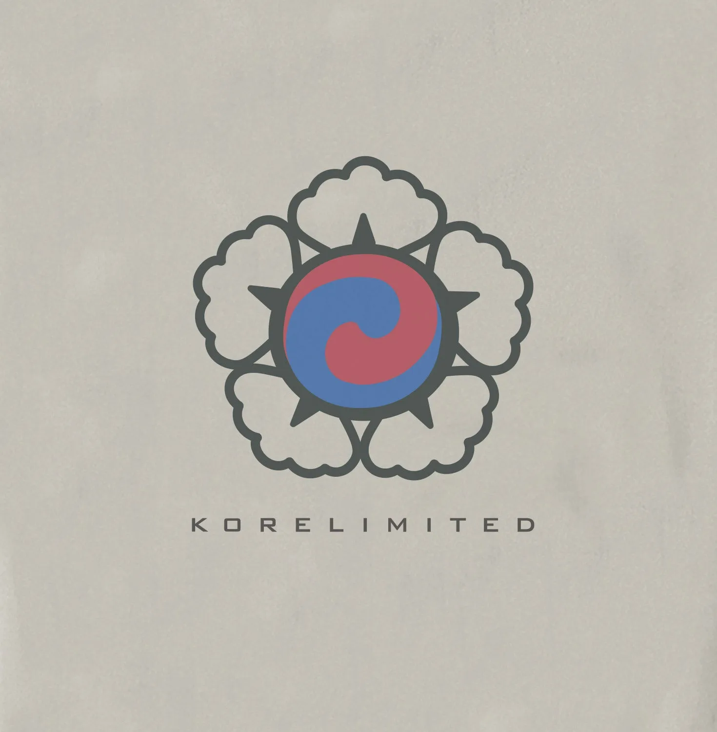 Cement-Colored Mugunghwa Flag Graphic Hoodie