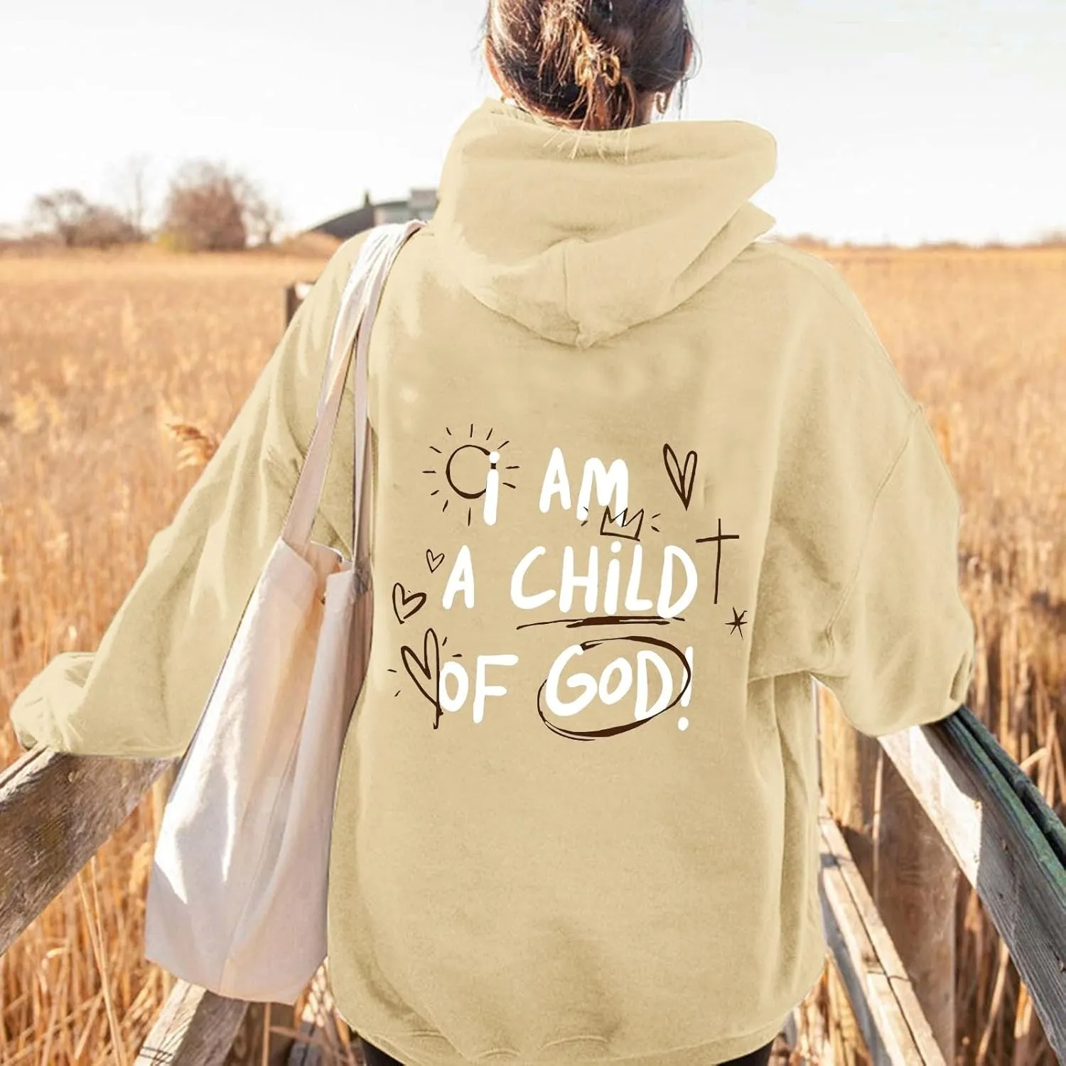 Oversized I am a Child Of God Hoodie Christian Faith Religious God Tops Man Woman Longs Sleeve Pullover Sweatshirt