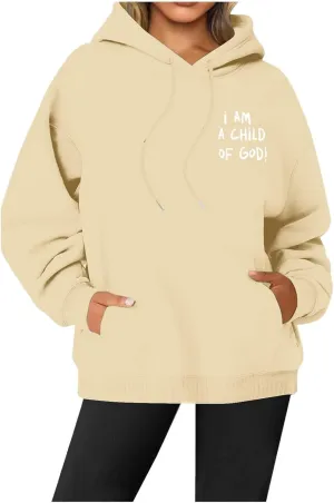 Oversized I am a Child Of God Hoodie Christian Faith Religious God Tops Man Woman Longs Sleeve Pullover Sweatshirt