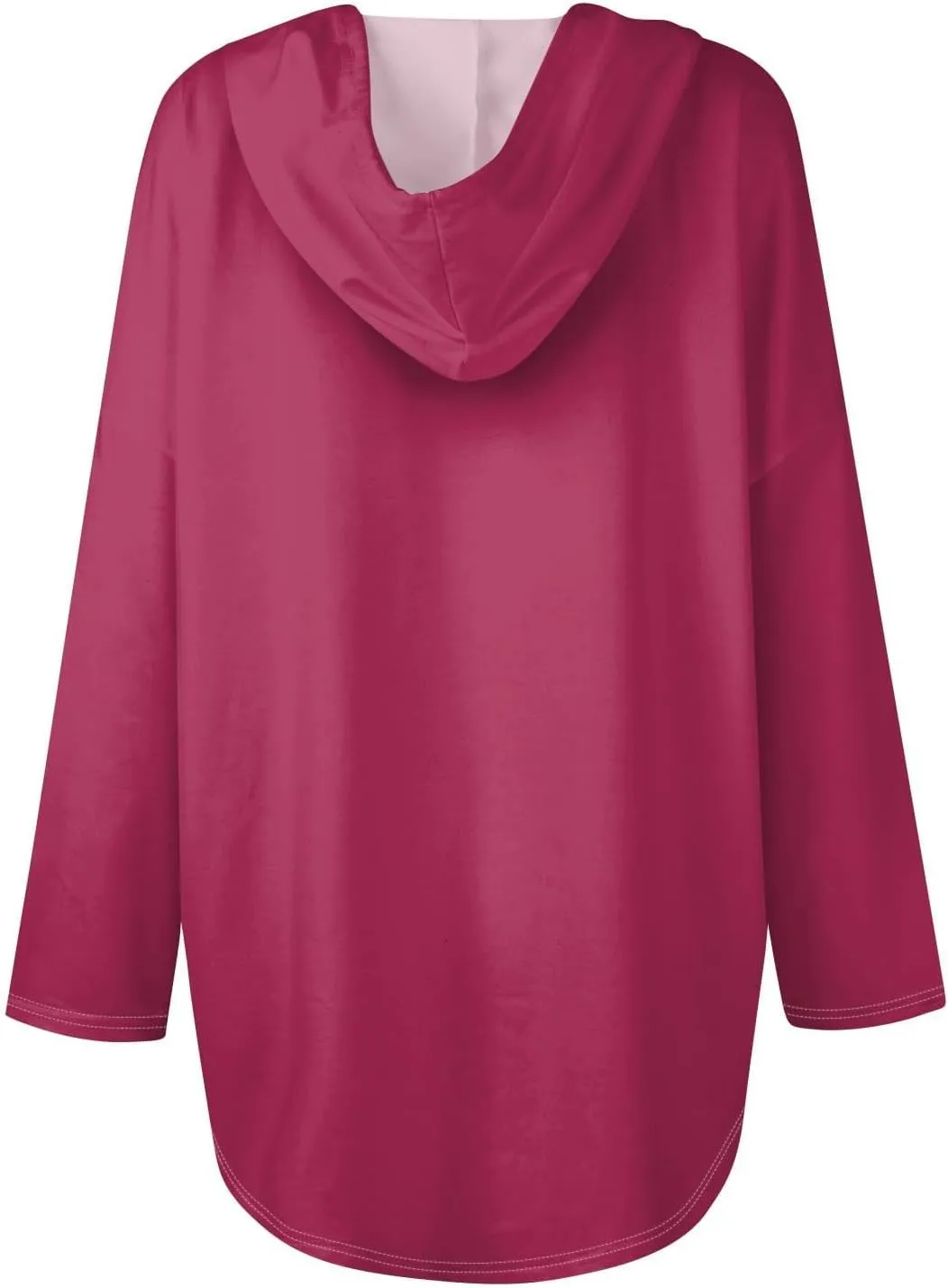 Oversized V Neck Hoodie for Women Long Sleeve Shirts Loose Fit Tunic Tops Tshirts Soft Cmofy Blouse Solid Tees