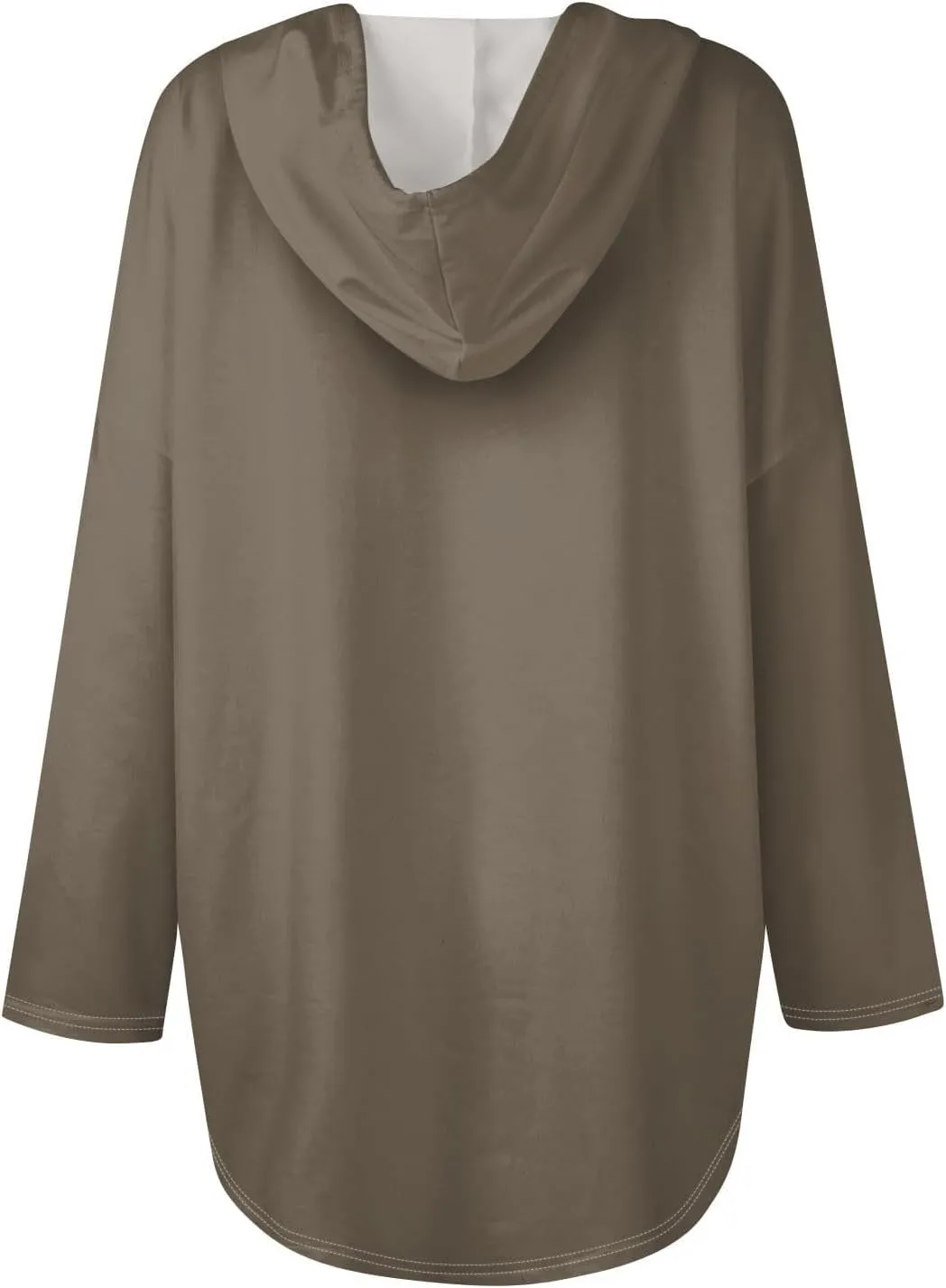 Oversized V Neck Hoodie for Women Long Sleeve Shirts Loose Fit Tunic Tops Tshirts Soft Cmofy Blouse Solid Tees