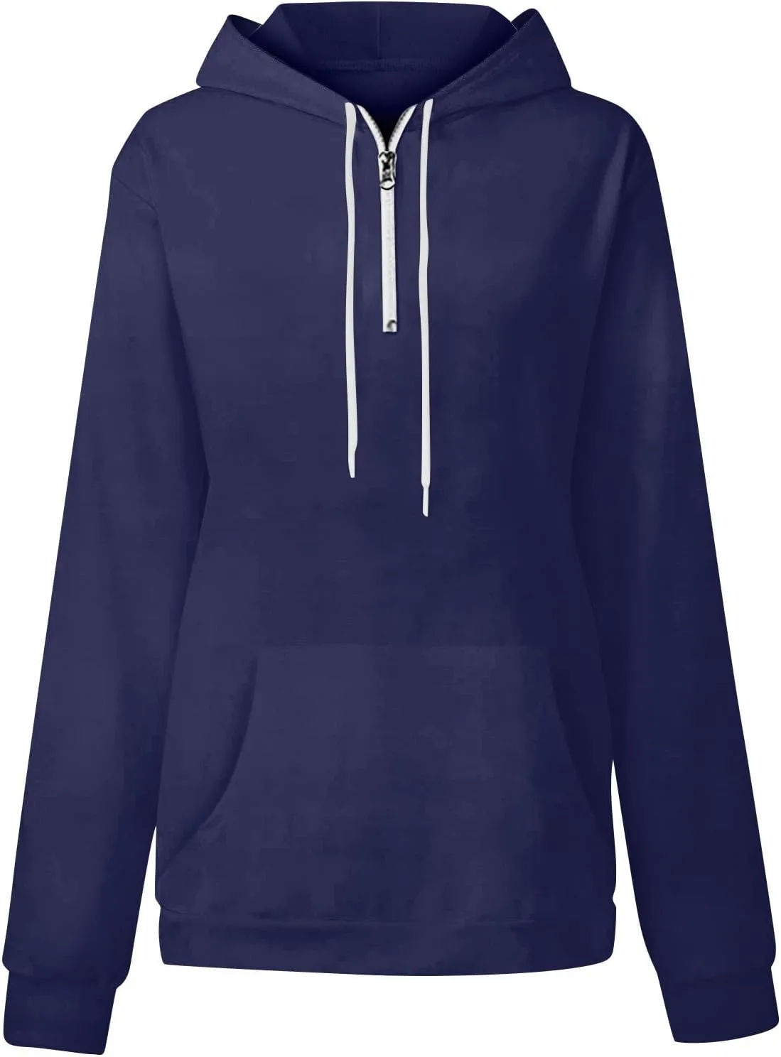 Oversized Zip Up Hoodie Women Fleece Quarter Zip Pullover Sweatshirts Casual Long Sleeve Top Fall Clothes w/Pockets
